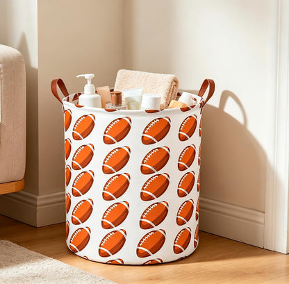 Collapsible Round Laundry Hamper/Large Storage Basket/Room Decor (White check)