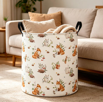 Collapsible Round Laundry Hamper/Large Storage Basket/Room Decor (White check)