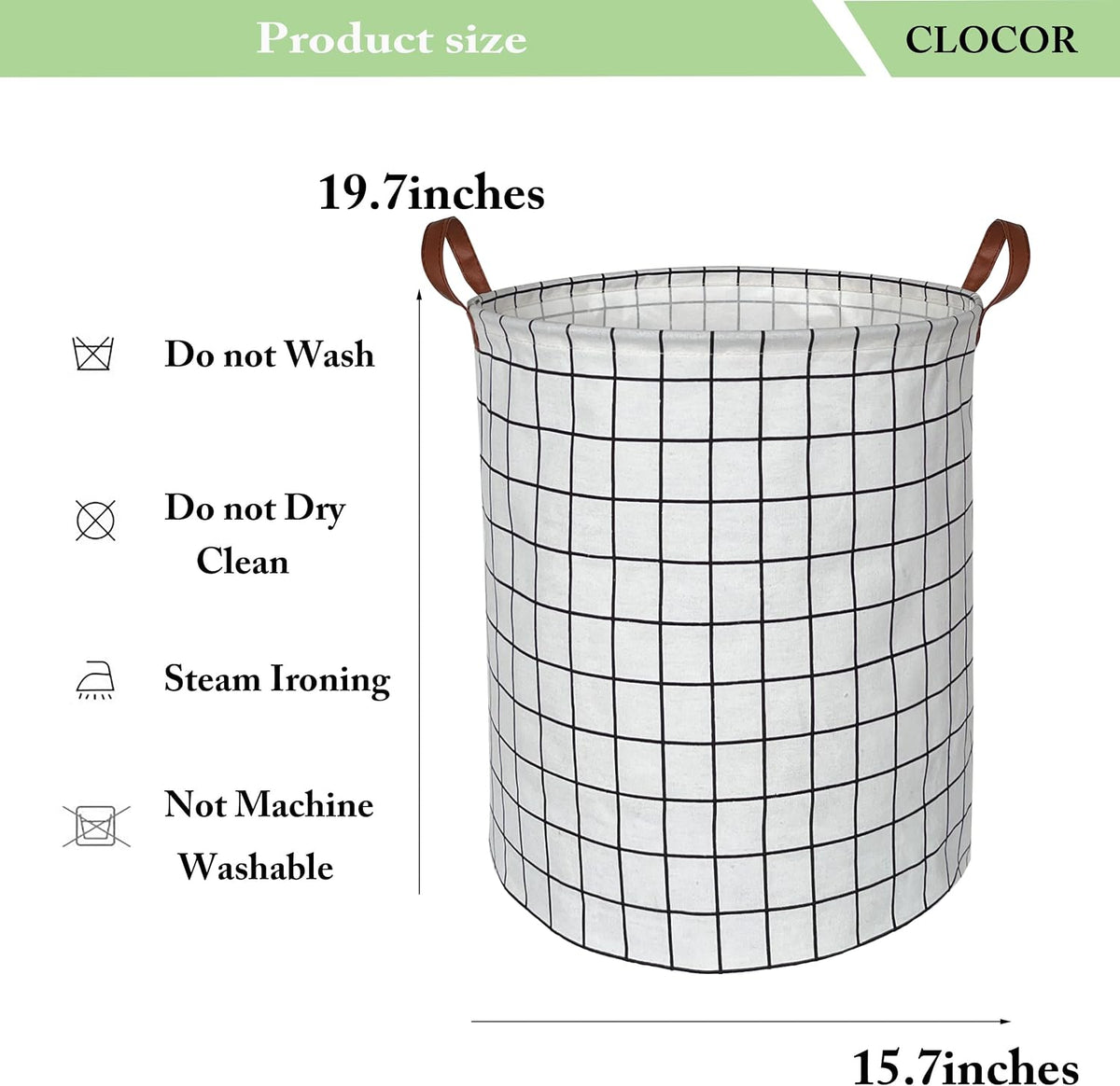 Collapsible Round Laundry Hamper/Large Storage Basket/Room Decor (White check)