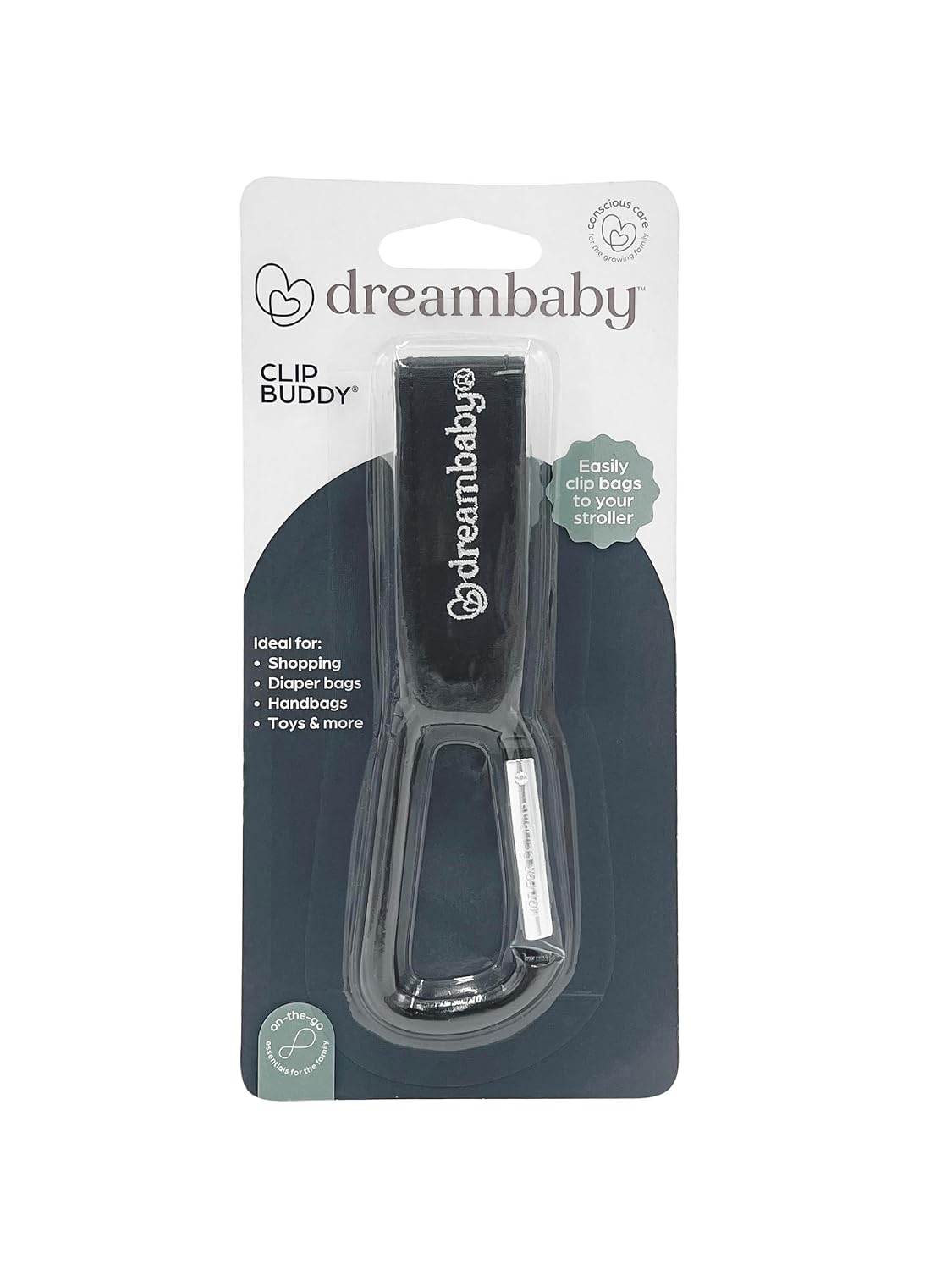 Clip Buddy Stroller Hook Carabiner - Bag Holder - Black- Model L271