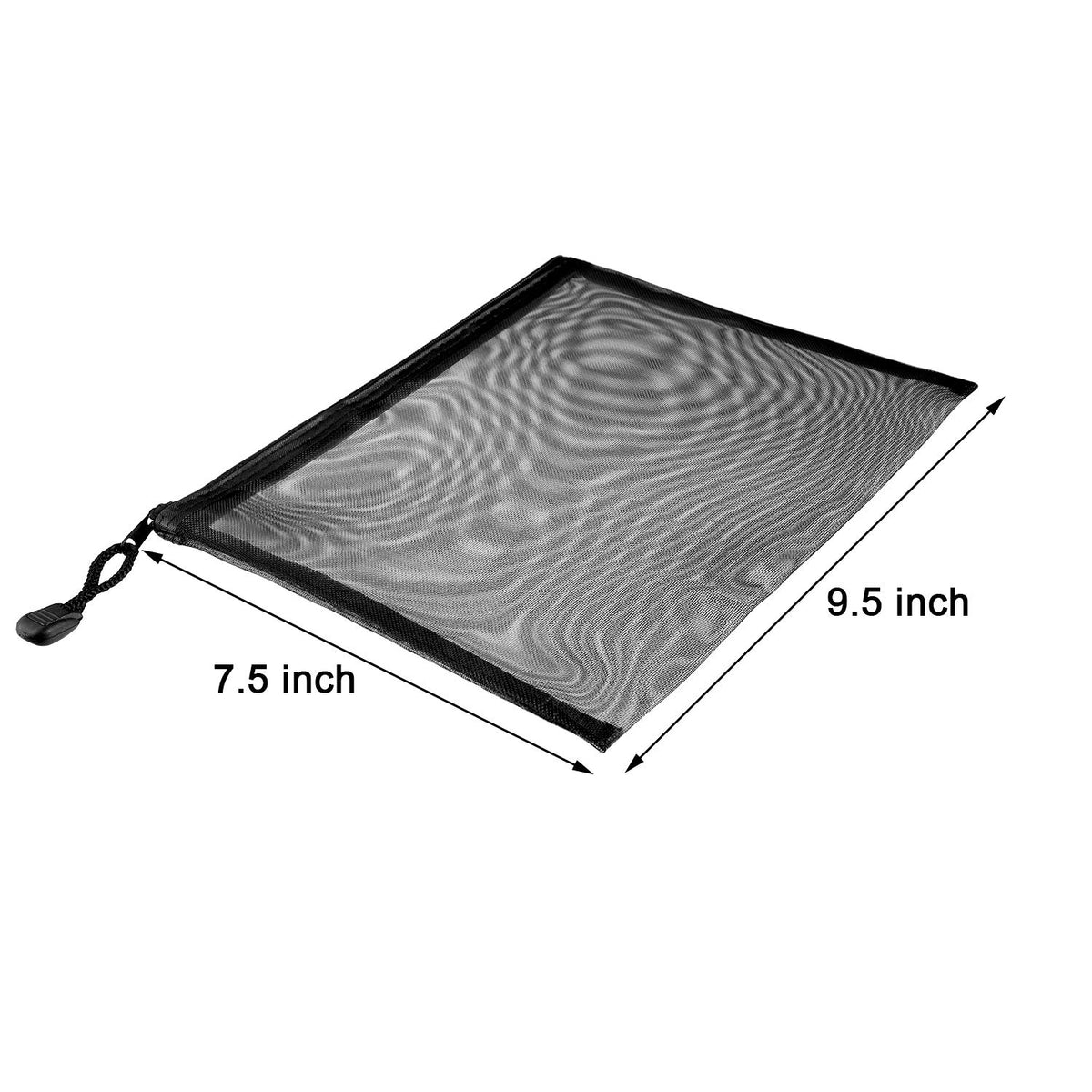 10 Pieces Black Mesh Bags Makeup Bags Cosmetic Travel Organizer Bags Mesh Zipper Pouch Pencil Case, 9.5 x 7.1 Inches