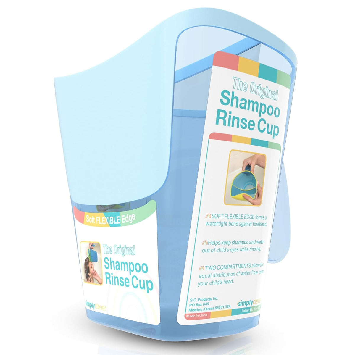 Tear-Free Bathing Experience with Rinse Cup - Soft Flexible Edge, Comfortable Handling & 40 Oz Capacity