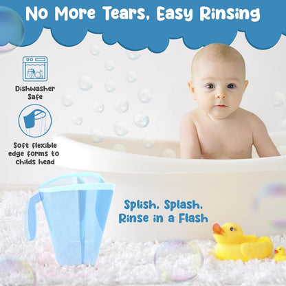 Tear-Free Bathing Experience with Rinse Cup - Soft Flexible Edge, Comfortable Handling & 40 Oz Capacity