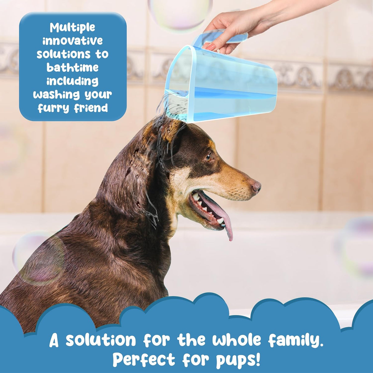 Tear-Free Bathing Experience with Rinse Cup - Soft Flexible Edge, Comfortable Handling & 40 Oz Capacity