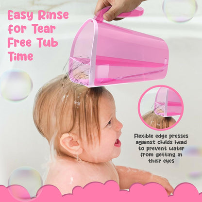 Tear-Free Bathing Experience with Rinse Cup - Soft Flexible Edge, Comfortable Handling & 40 Oz Capacity