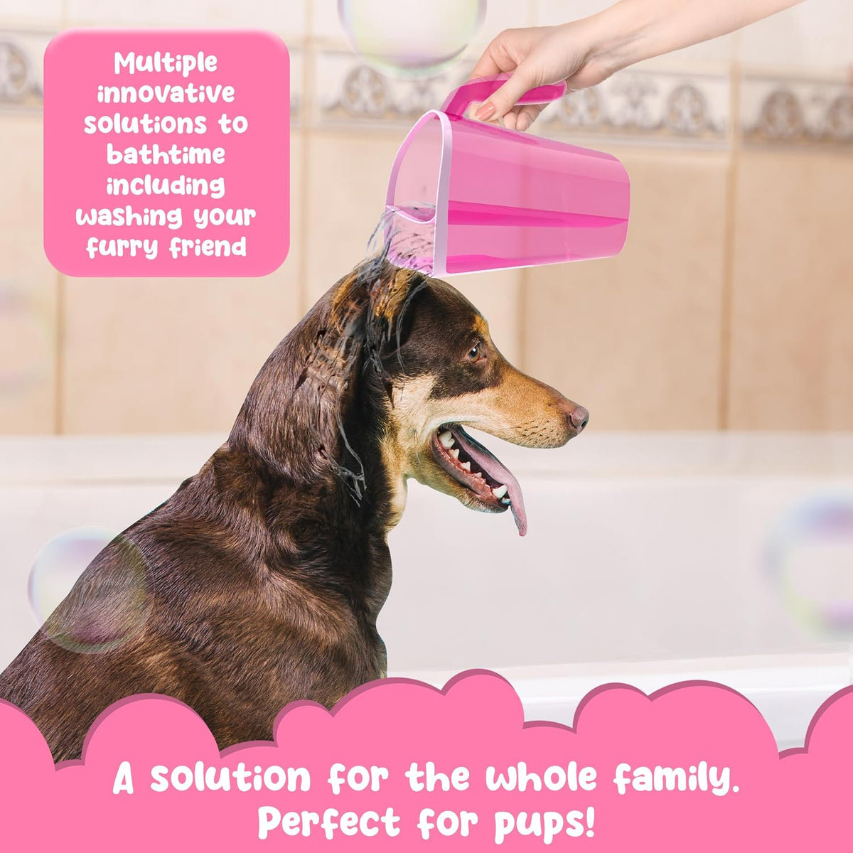 Tear-Free Bathing Experience with Rinse Cup - Soft Flexible Edge, Comfortable Handling & 40 Oz Capacity