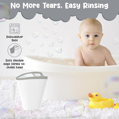 Tear-Free Bathing Experience with Rinse Cup - Soft Flexible Edge, Comfortable Handling & 40 Oz Capacity