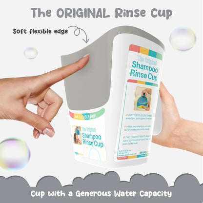 Tear-Free Bathing Experience with Rinse Cup - Soft Flexible Edge, Comfortable Handling & 40 Oz Capacity
