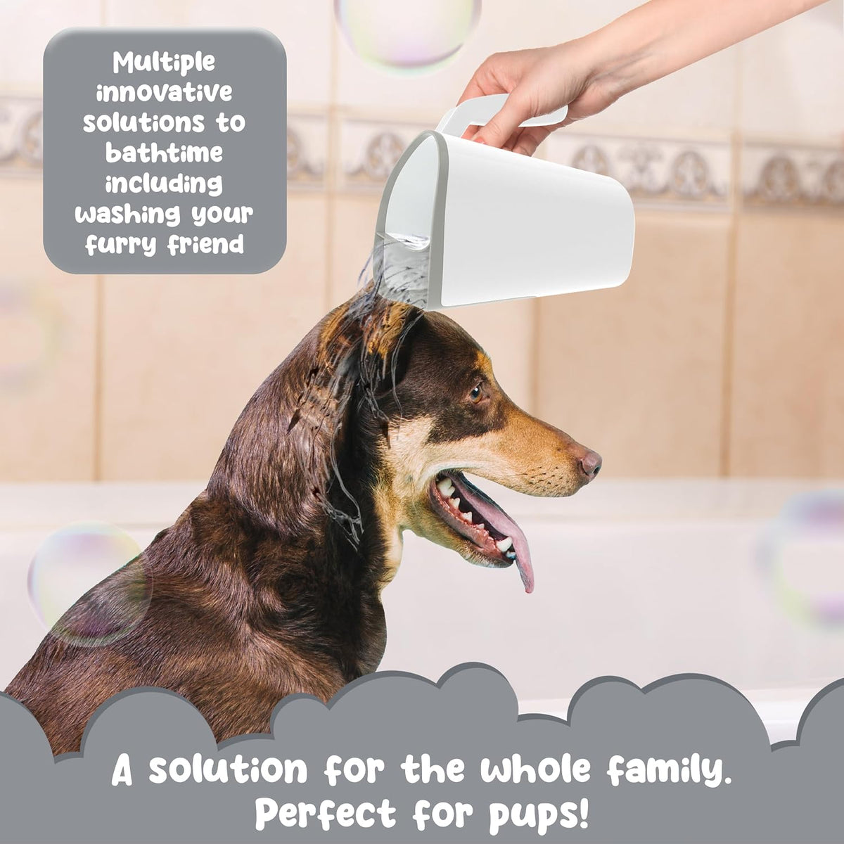 Tear-Free Bathing Experience with Rinse Cup - Soft Flexible Edge, Comfortable Handling & 40 Oz Capacity