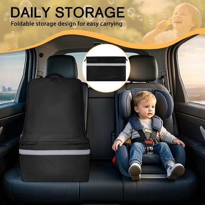 Car Seat Travel Bag for Airplane, Universal Gate Check Car Seat Bag, Padded Backpack with Waist Belt, Reflective Strips & Protective Feet, Fits Infant Convertible Booster Seats, Black