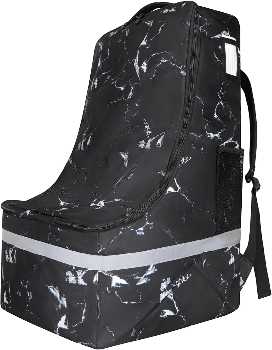 Car Seat Travel Bag for Airplane, Universal Gate Check Car Seat Bag, Padded Backpack with Waist Belt, Reflective Strips & Protective Feet, Fits Infant Convertible Booster Seats, Black