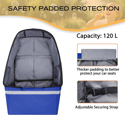 Car Seat Travel Bag for Airplane, Universal Gate Check Car Seat Bag, Padded Backpack with Waist Belt, Reflective Strips & Protective Feet, Fits Infant Convertible Booster Seats, Black