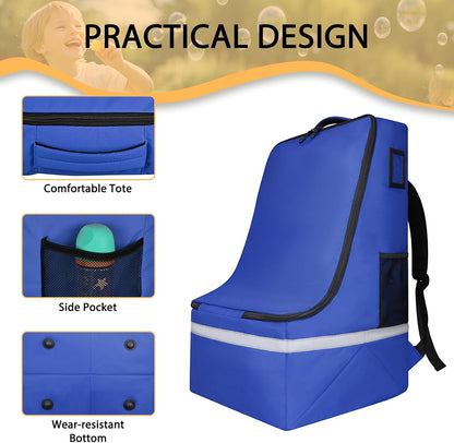 Car Seat Travel Bag for Airplane, Universal Gate Check Car Seat Bag, Padded Backpack with Waist Belt, Reflective Strips & Protective Feet, Fits Infant Convertible Booster Seats, Black