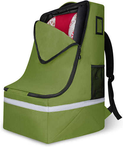 Car Seat Travel Bag for Airplane, Universal Gate Check Car Seat Bag, Padded Backpack with Waist Belt, Reflective Strips & Protective Feet, Fits Infant Convertible Booster Seats, Black
