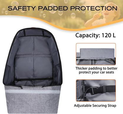 Car Seat Travel Bag for Airplane, Universal Gate Check Car Seat Bag, Padded Backpack with Waist Belt, Reflective Strips & Protective Feet, Fits Infant Convertible Booster Seats, Black