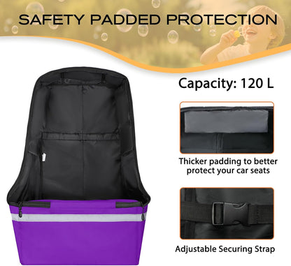 Car Seat Travel Bag for Airplane, Universal Gate Check Car Seat Bag, Padded Backpack with Waist Belt, Reflective Strips & Protective Feet, Fits Infant Convertible Booster Seats, Black