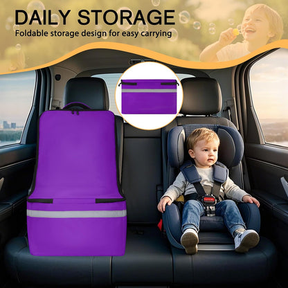 Car Seat Travel Bag for Airplane, Universal Gate Check Car Seat Bag, Padded Backpack with Waist Belt, Reflective Strips & Protective Feet, Fits Infant Convertible Booster Seats, Black