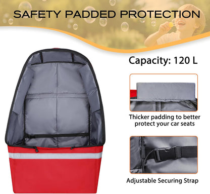 Car Seat Travel Bag for Airplane, Universal Gate Check Car Seat Bag, Padded Backpack with Waist Belt, Reflective Strips & Protective Feet, Fits Infant Convertible Booster Seats, Black