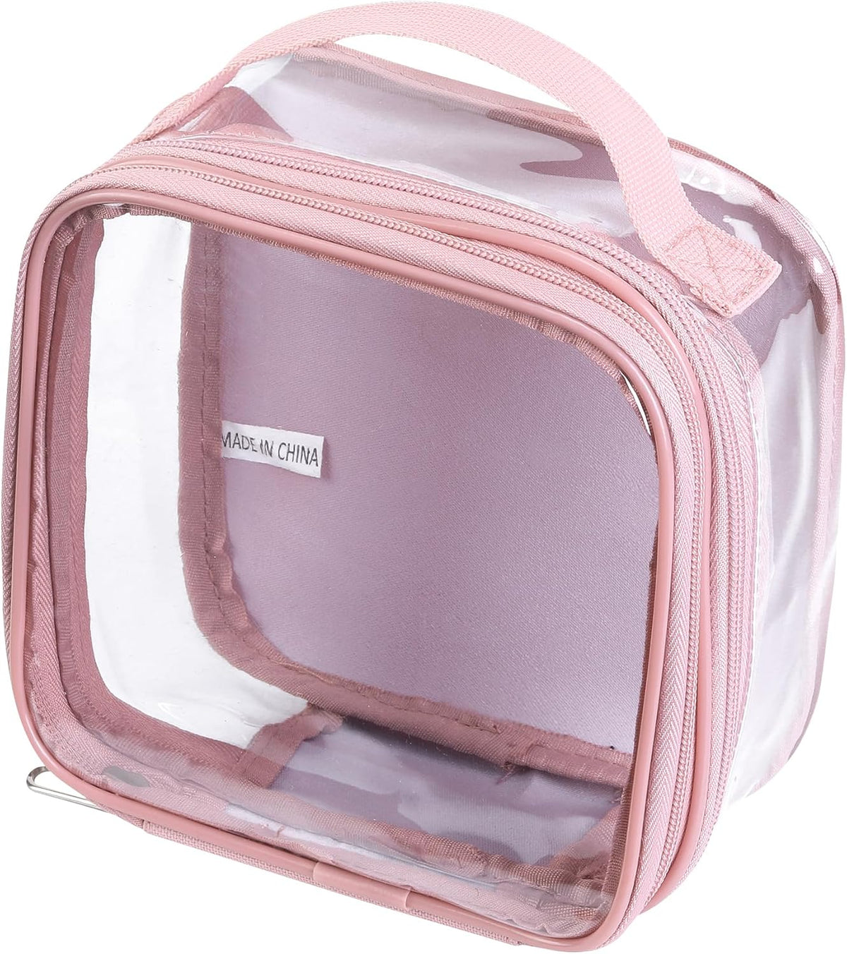 Large Clear travel bags for toiletries pouches carry on reusable,purse see-through plastic pvc TSA airport approved with handle (Black)