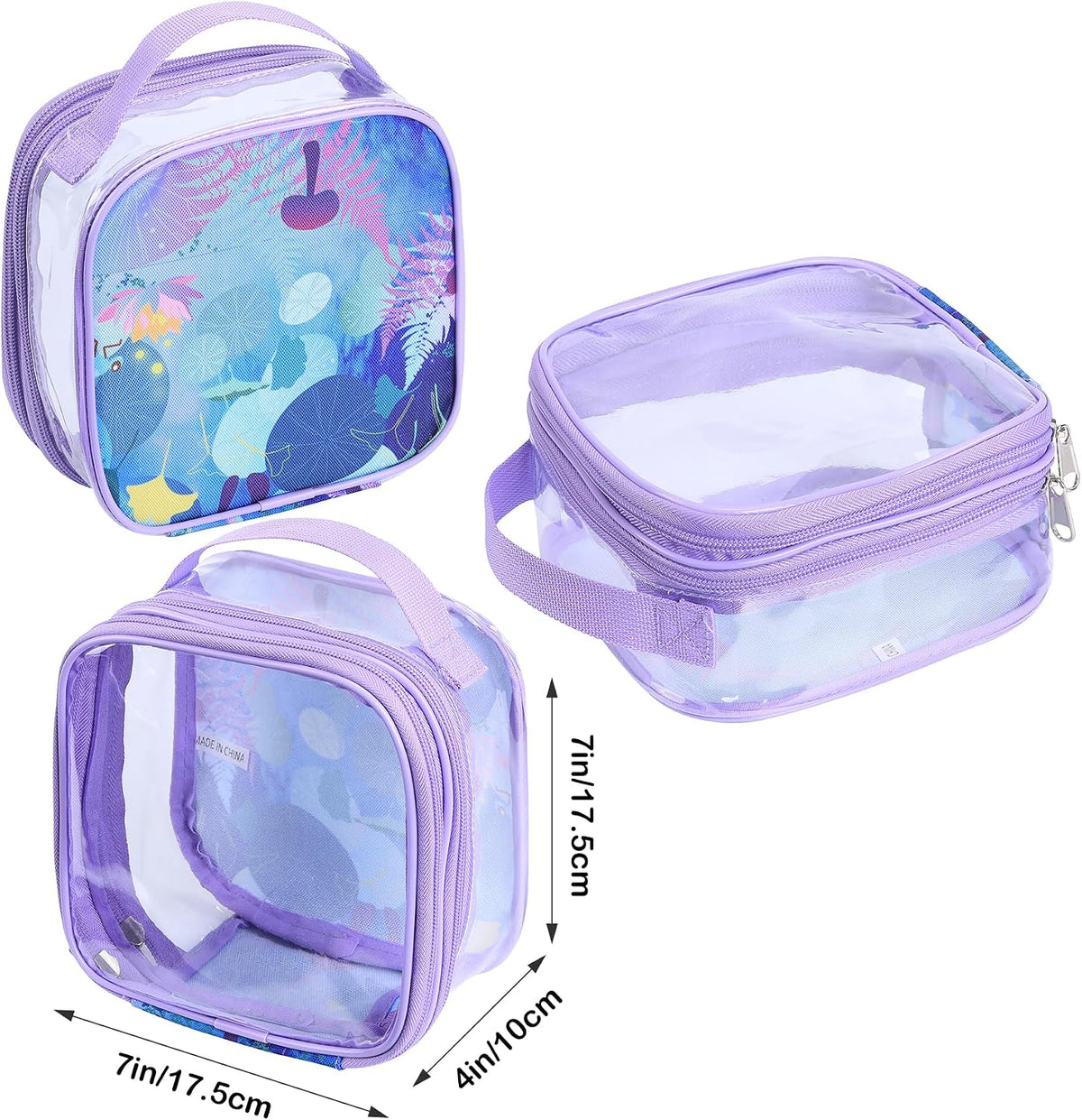 Large Clear travel bags for toiletries pouches carry on reusable,purse see-through plastic pvc TSA airport approved with handle (Black)