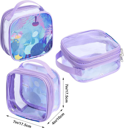 Large Clear travel bags for toiletries pouches carry on reusable,purse see-through plastic pvc TSA airport approved with handle (Black)