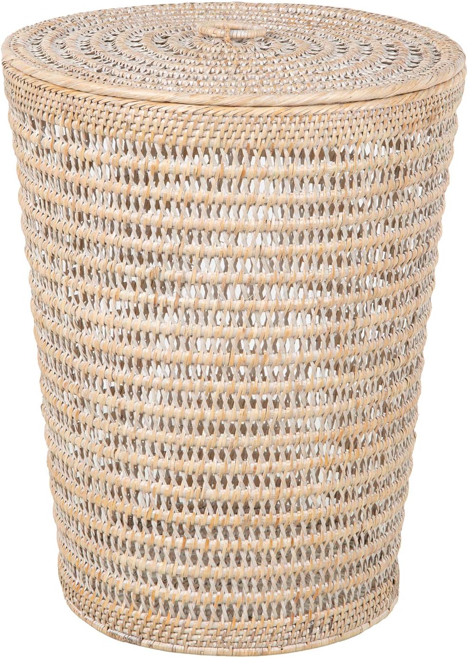 Rattan Laundry Hamper Removable Liner Clothes Basket White Wash