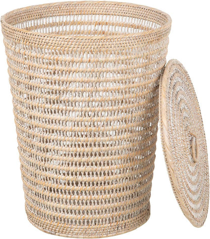 Rattan Laundry Hamper Removable Liner Clothes Basket White Wash