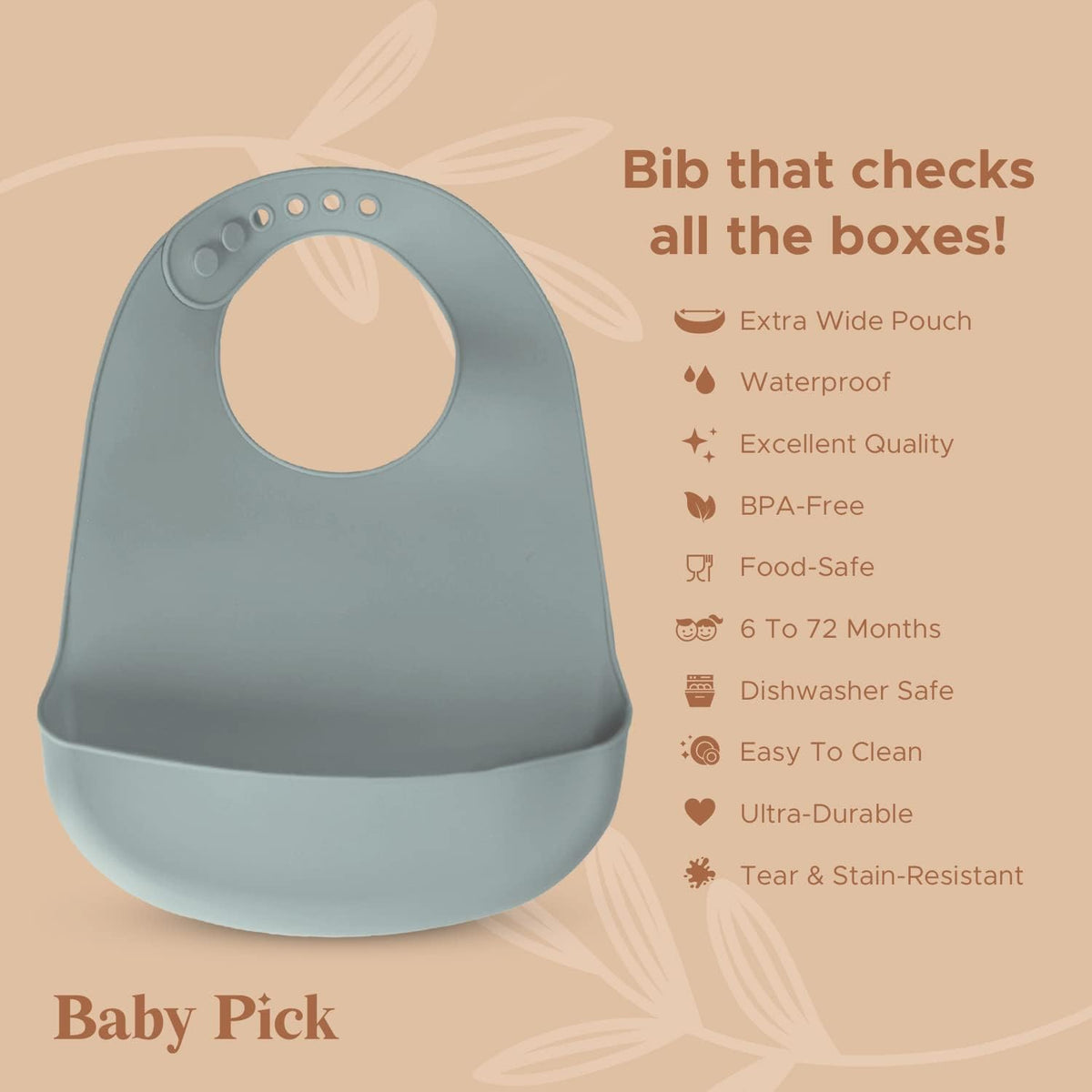 Silicone Bibs For Babies- BPA-Free Waterproof Bib With Pocket- Dishwasher Safe Feeding Bib With Food Catcher
