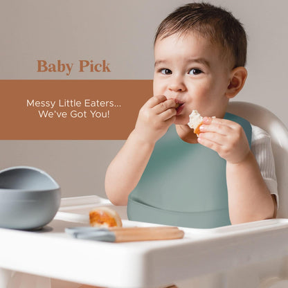 Silicone Bibs For Babies- BPA-Free Waterproof Bib With Pocket- Dishwasher Safe Feeding Bib With Food Catcher