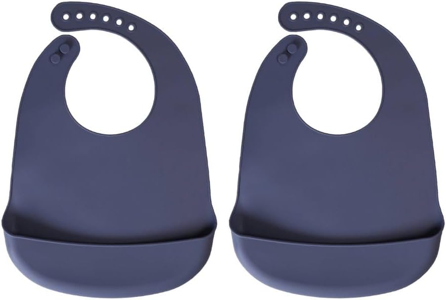 Silicone Bibs For Babies- BPA-Free Waterproof Bib With Pocket- Dishwasher Safe Feeding Bib With Food Catcher