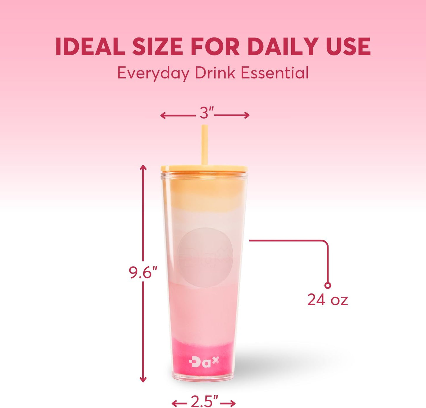 DA Plastic Tumbler With Lid And Straw, Double Wall Design, Leak Resistant Reusable BPA Free Travel Cup For Iced Coffee And Smoothies, 24oz (Pastel Purple Flowers)