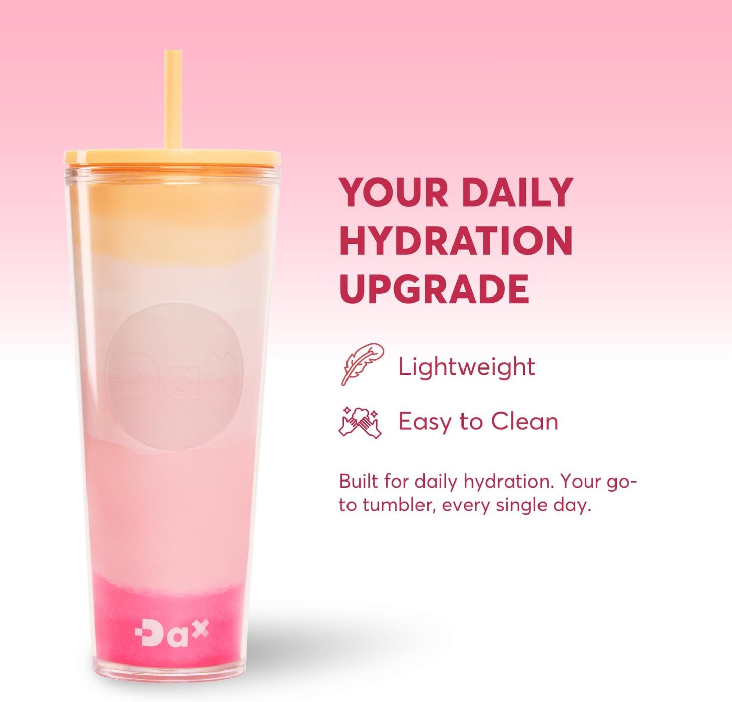 DA Plastic Tumbler With Lid And Straw, Double Wall Design, Leak Resistant Reusable BPA Free Travel Cup For Iced Coffee And Smoothies, 24oz (Pastel Purple Flowers)