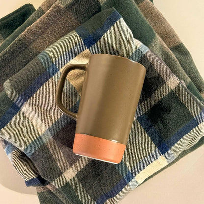 Ceramics Large Tea Mug with Loose Leaf Infuser and Ceramic Lid, 18 oz, Portable, Microwave and Dishwasher Safe, Tall Coffee Cup - Rustic Matte Ceramic Glaze, Modern Herbal Tea Strainer, Sleet