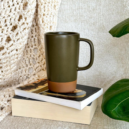 Ceramics Large Tea Mug with Loose Leaf Infuser and Ceramic Lid, 18 oz, Portable, Microwave and Dishwasher Safe, Tall Coffee Cup - Rustic Matte Ceramic Glaze, Modern Herbal Tea Strainer, Sleet
