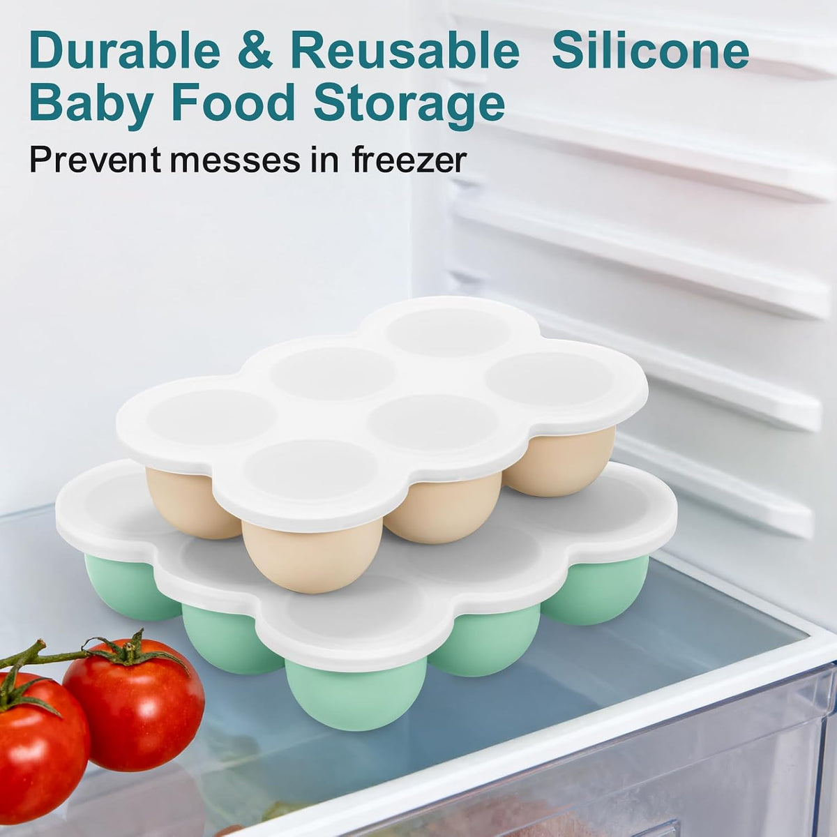 2 Pack Baby Food Freezer Tray with Lids, Silicone Food Storage Container for Homemade Purees
