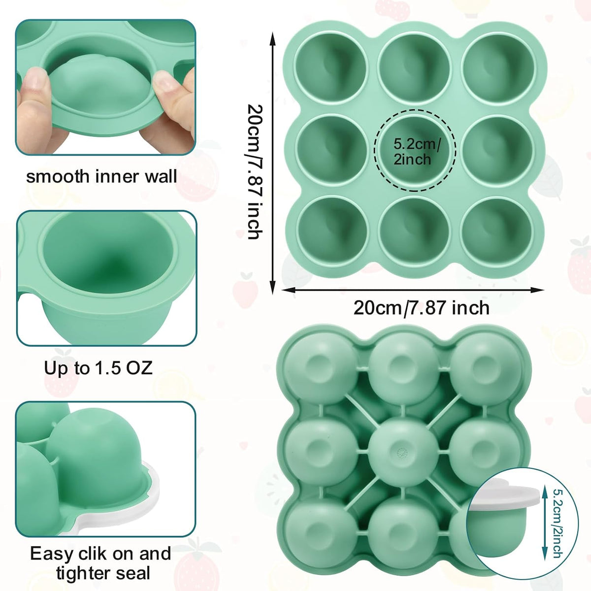 2 Pack Baby Food Freezer Tray with Lids, Silicone Food Storage Container for Homemade Purees