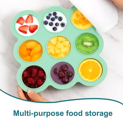 2 Pack Baby Food Freezer Tray with Lids, Silicone Food Storage Container for Homemade Purees