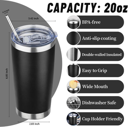 20 oz Tumbler with Lids and Straws, Stainless Steel Insulated Travel Coffee Mug, Double Wall Vacuum Insulated Tumblers, Powder Coated Coffee Tumbler for Cold & Hot Drinks (Green Tea)