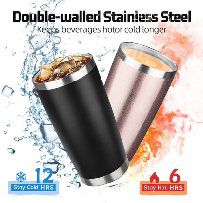 20 oz Tumbler with Lids and Straws, Stainless Steel Insulated Travel Coffee Mug, Double Wall Vacuum Insulated Tumblers, Powder Coated Coffee Tumbler for Cold & Hot Drinks (Green Tea)