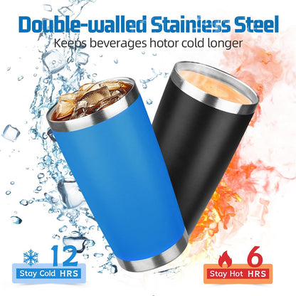 20 oz Tumbler with Lids and Straws, Stainless Steel Insulated Travel Coffee Mug, Double Wall Vacuum Insulated Tumblers, Powder Coated Coffee Tumbler for Cold & Hot Drinks (Green Tea)