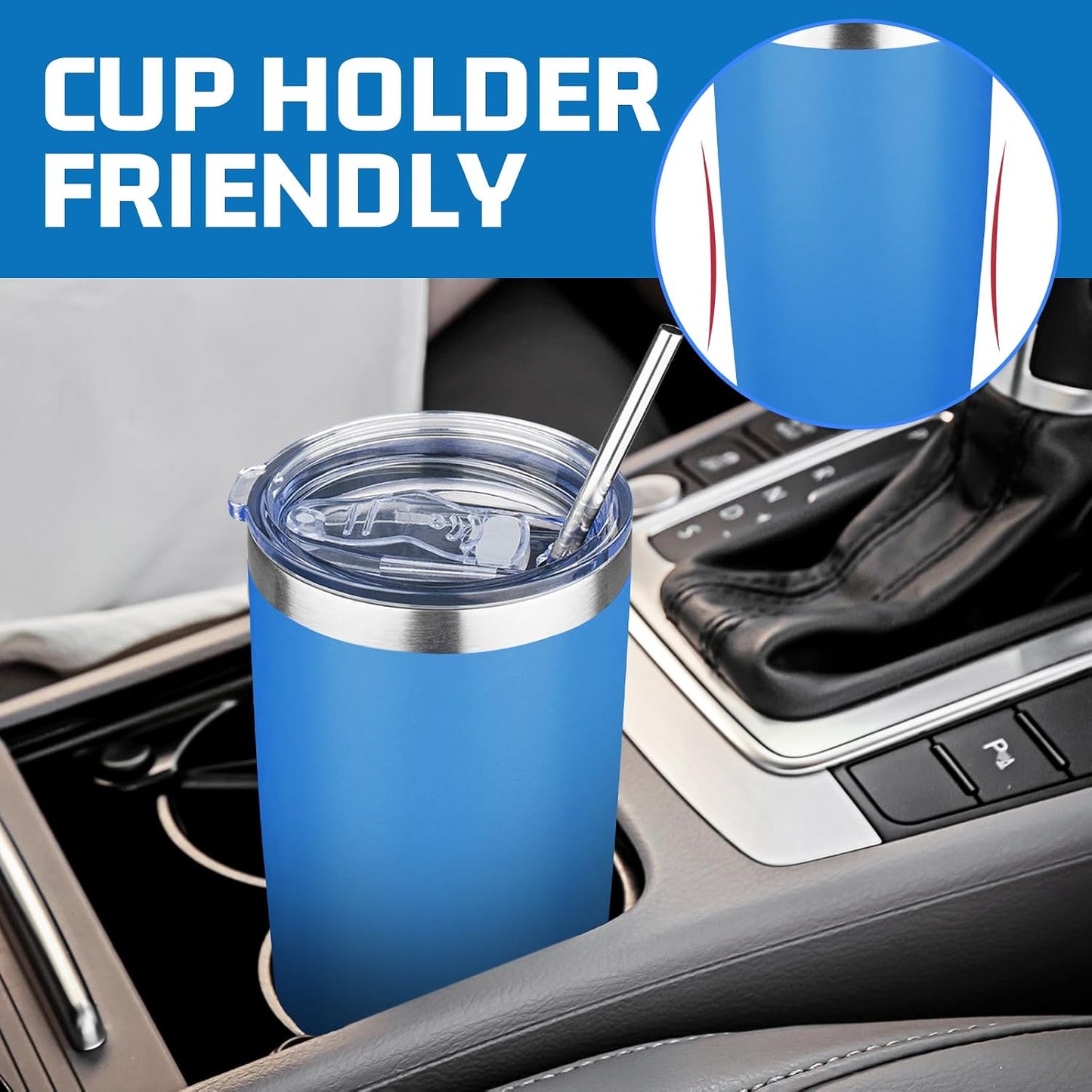20 oz Tumbler with Lids and Straws, Stainless Steel Insulated Travel Coffee Mug, Double Wall Vacuum Insulated Tumblers, Powder Coated Coffee Tumbler for Cold & Hot Drinks (Green Tea)