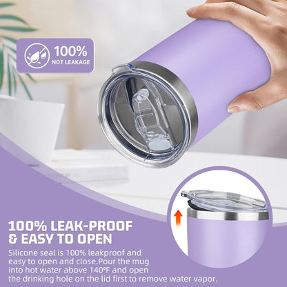 20 oz Tumbler with Lids and Straws, Stainless Steel Insulated Travel Coffee Mug, Double Wall Vacuum Insulated Tumblers, Powder Coated Coffee Tumbler for Cold & Hot Drinks (Green Tea)