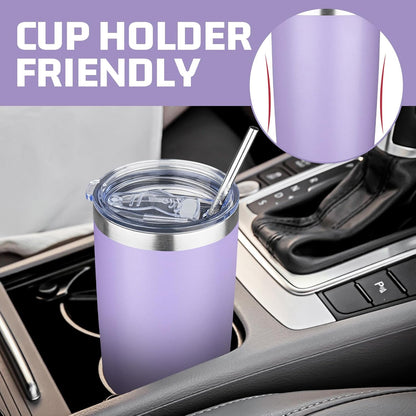 20 oz Tumbler with Lids and Straws, Stainless Steel Insulated Travel Coffee Mug, Double Wall Vacuum Insulated Tumblers, Powder Coated Coffee Tumbler for Cold & Hot Drinks (Green Tea)