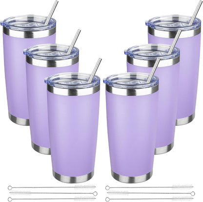 20 oz Tumbler with Lids and Straws, Stainless Steel Insulated Travel Coffee Mug, Double Wall Vacuum Insulated Tumblers, Powder Coated Coffee Tumbler for Cold & Hot Drinks (Green Tea)
