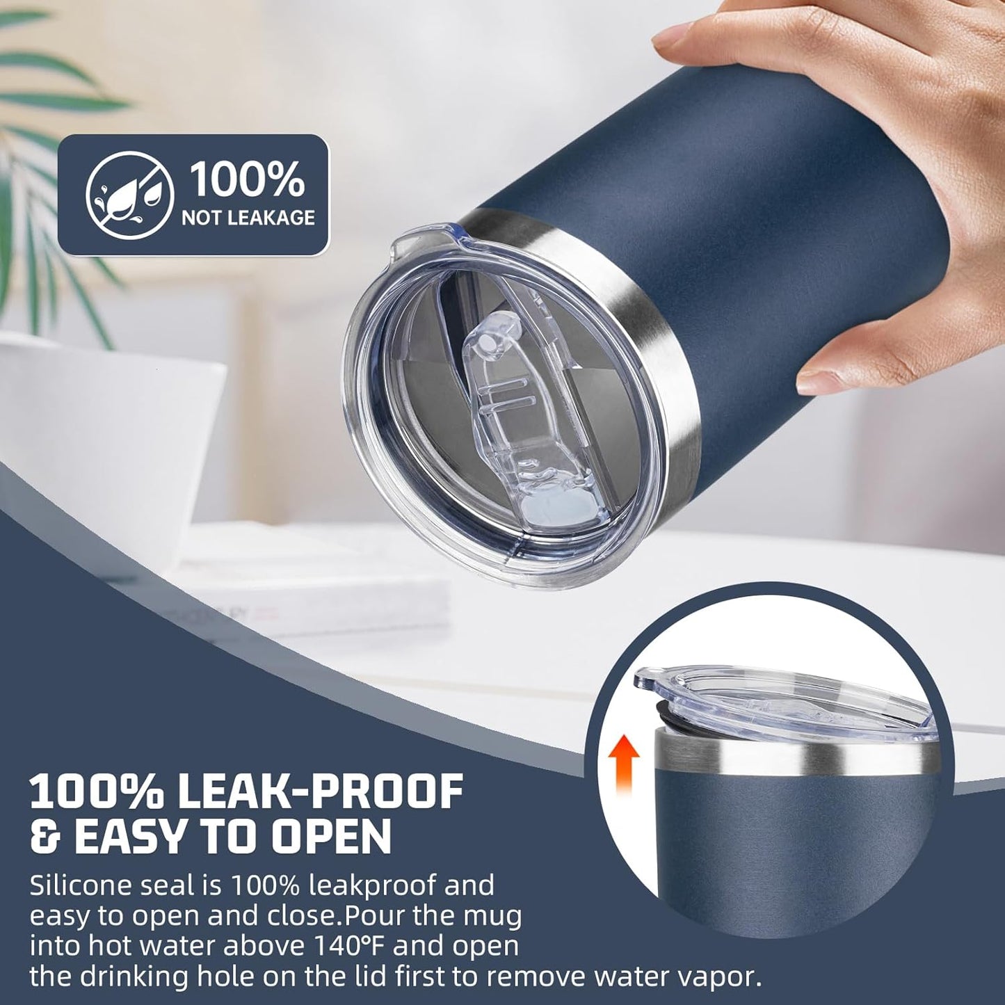 20 oz Tumbler with Lids and Straws, Stainless Steel Insulated Travel Coffee Mug, Double Wall Vacuum Insulated Tumblers, Powder Coated Coffee Tumbler for Cold & Hot Drinks (Green Tea)