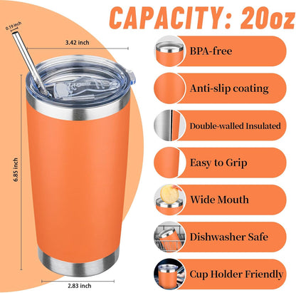 20 oz Tumbler with Lids and Straws, Stainless Steel Insulated Travel Coffee Mug, Double Wall Vacuum Insulated Tumblers, Powder Coated Coffee Tumbler for Cold & Hot Drinks (Green Tea)