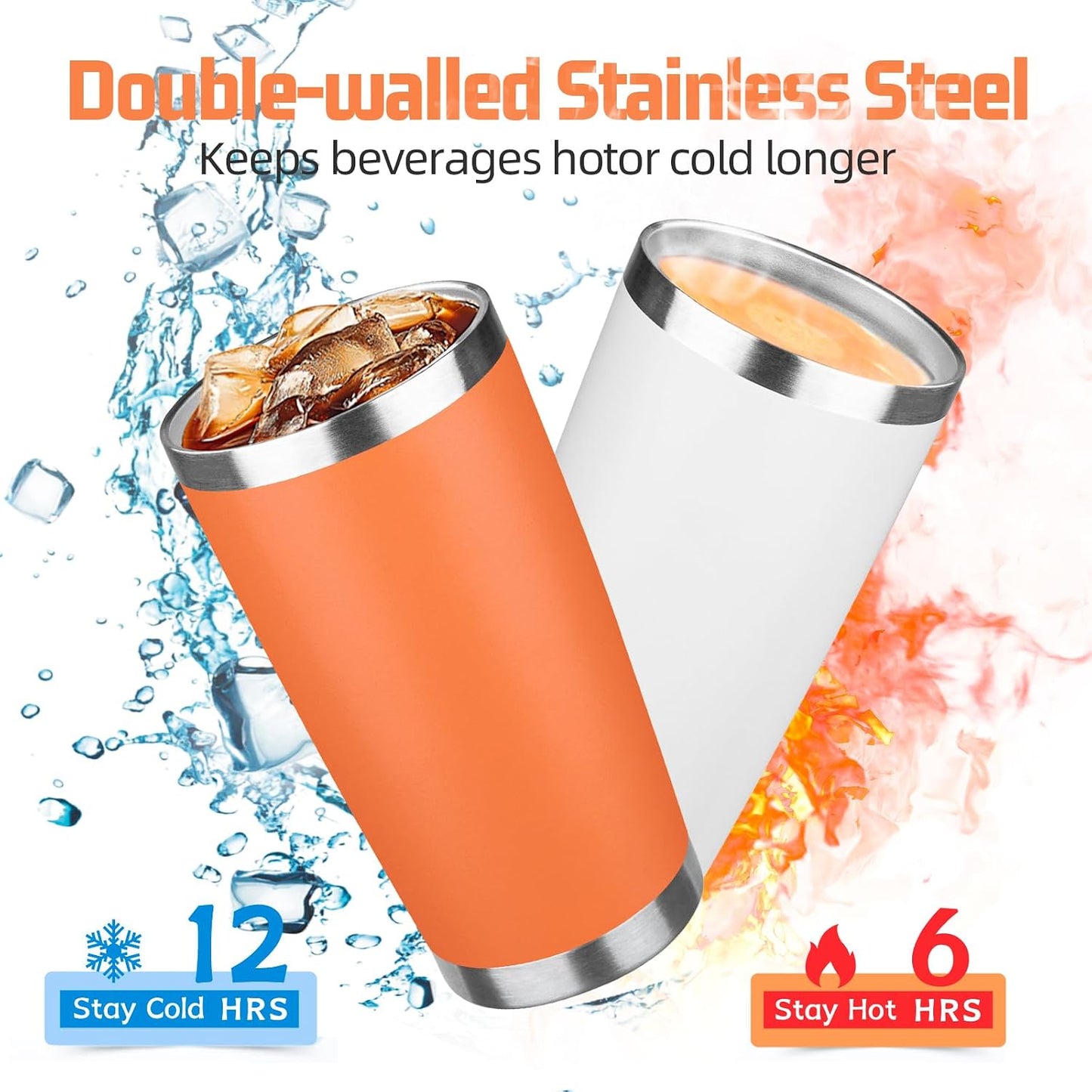 20 oz Tumbler with Lids and Straws, Stainless Steel Insulated Travel Coffee Mug, Double Wall Vacuum Insulated Tumblers, Powder Coated Coffee Tumbler for Cold & Hot Drinks (Green Tea)