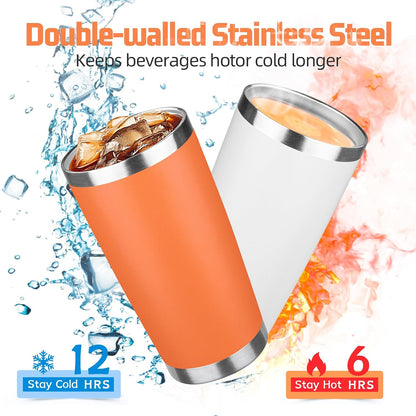 20 oz Tumbler with Lids and Straws, Stainless Steel Insulated Travel Coffee Mug, Double Wall Vacuum Insulated Tumblers, Powder Coated Coffee Tumbler for Cold & Hot Drinks (Green Tea)
