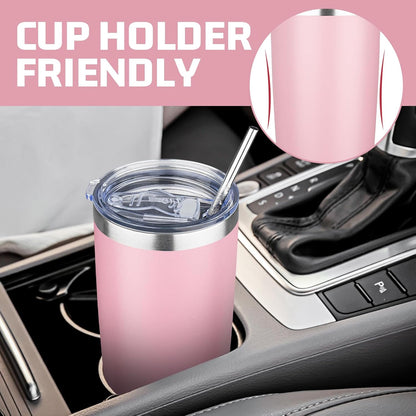 20 oz Tumbler with Lids and Straws, Stainless Steel Insulated Travel Coffee Mug, Double Wall Vacuum Insulated Tumblers, Powder Coated Coffee Tumbler for Cold & Hot Drinks (Green Tea)