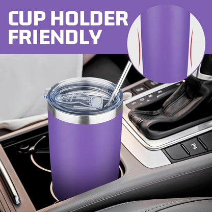 20 oz Tumbler with Lids and Straws, Stainless Steel Insulated Travel Coffee Mug, Double Wall Vacuum Insulated Tumblers, Powder Coated Coffee Tumbler for Cold & Hot Drinks (Green Tea)